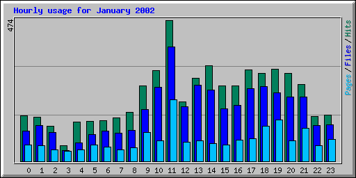 Hourly usage for January 2002